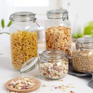 78oz Glass Food Storage Jars with Airtight Clamp Lids